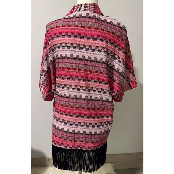 Trina Turk Exquisite open front knit fringe bottom kimono top M - Picture 6 of 7
